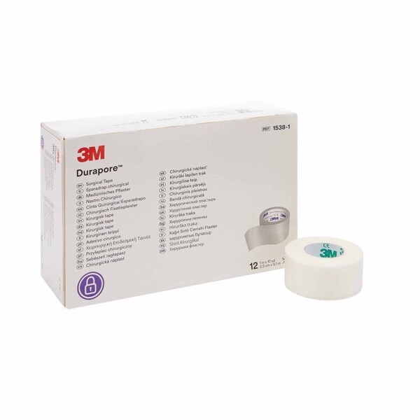 3M Durapore Medical Tape White 1 Inch X 10 Yard Silk-Like Cloth NonSterile, 120PK 1538-1 - main